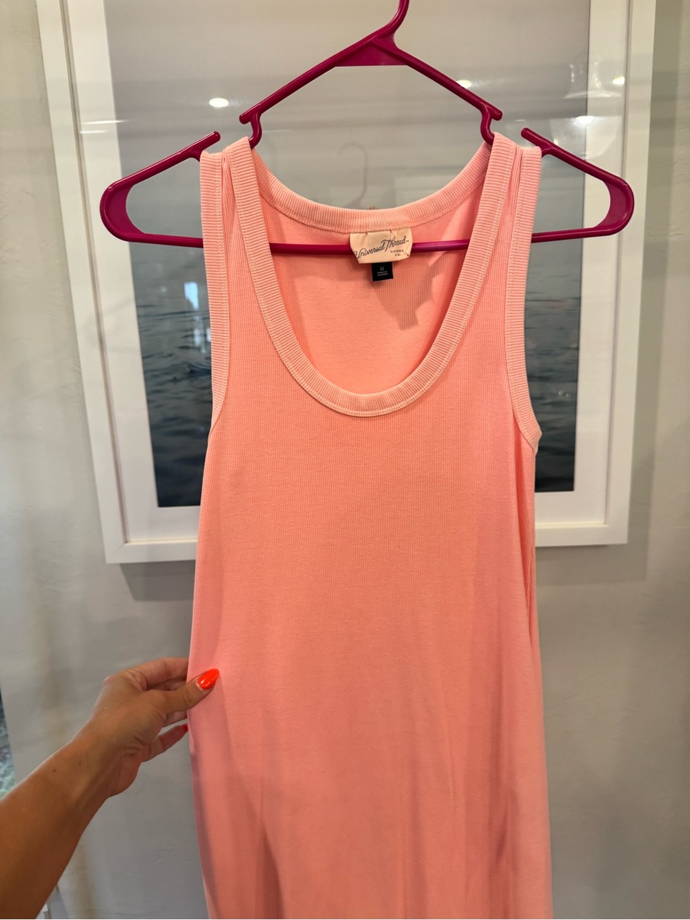 Universal Thread Coral Pink Rib-Trim Tank Dress
